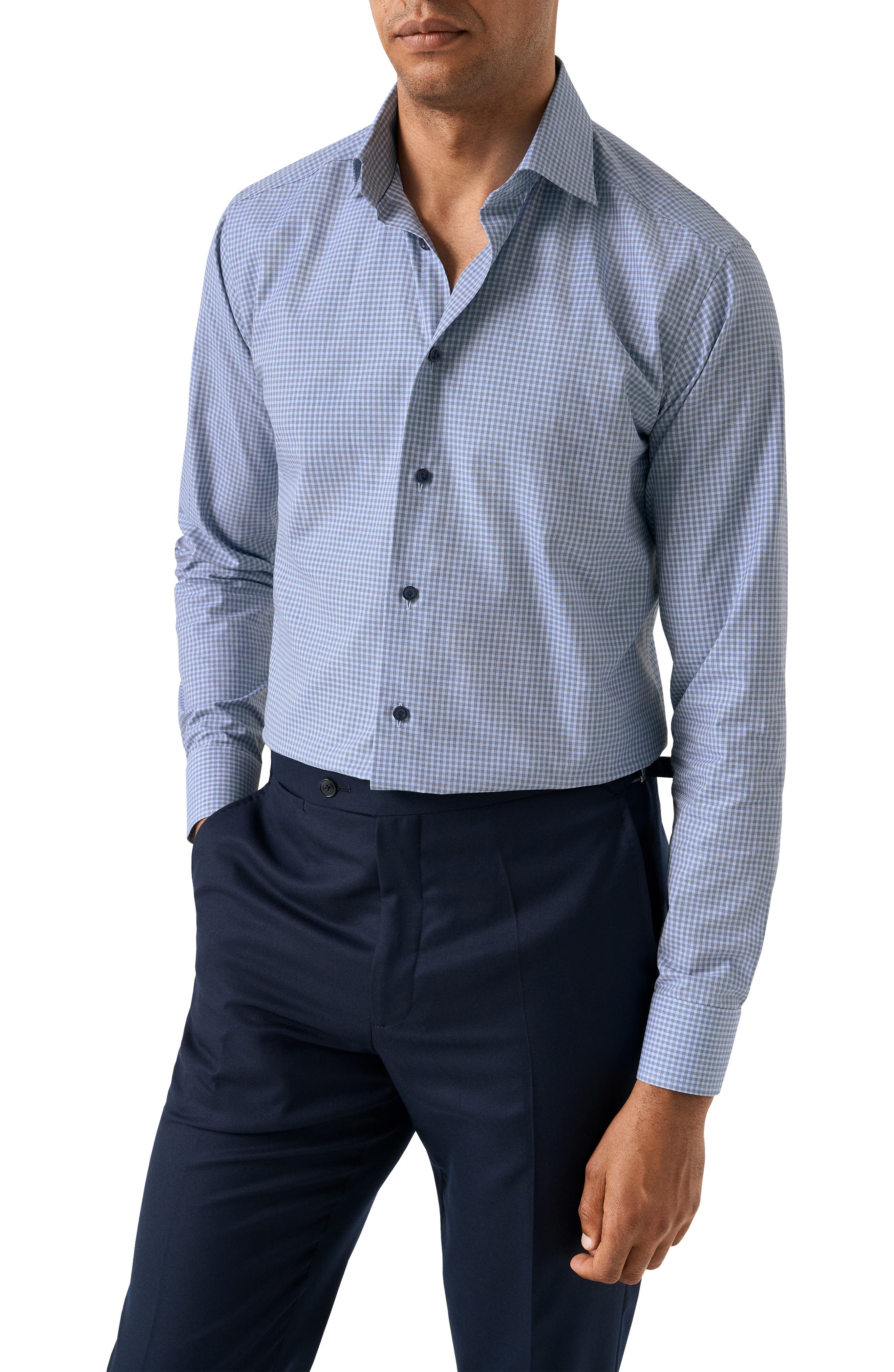 Contemporary Fit Check Twill Button-Up Shirt