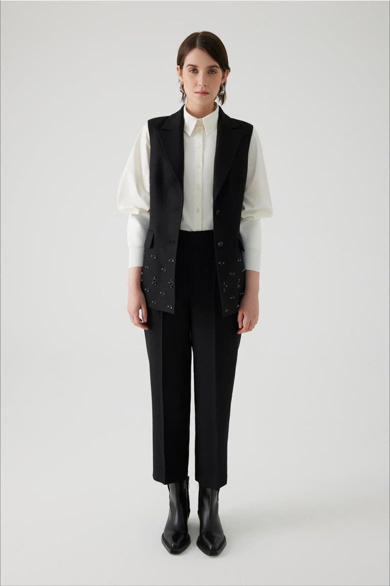 Aretha Embroidered Vest, Alternate, color, BLACK