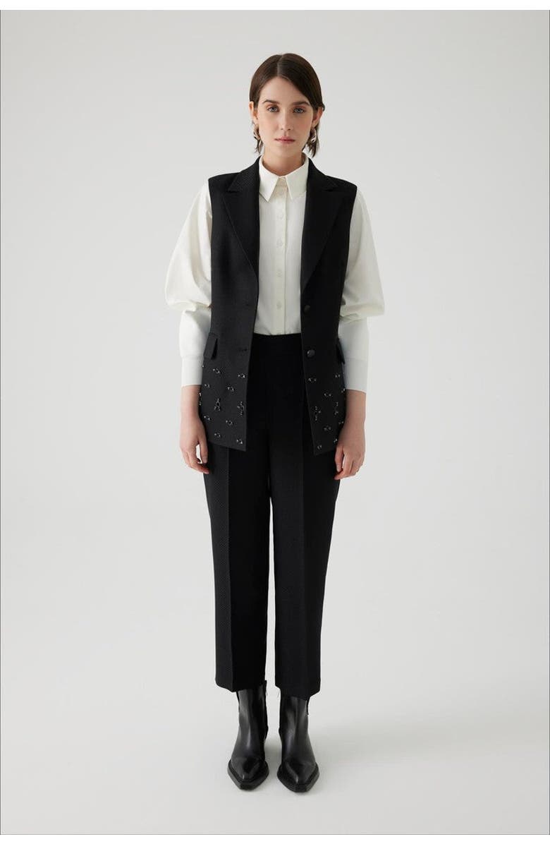 Exquise Aretha Embroidered Vest, Alternate, color, Black