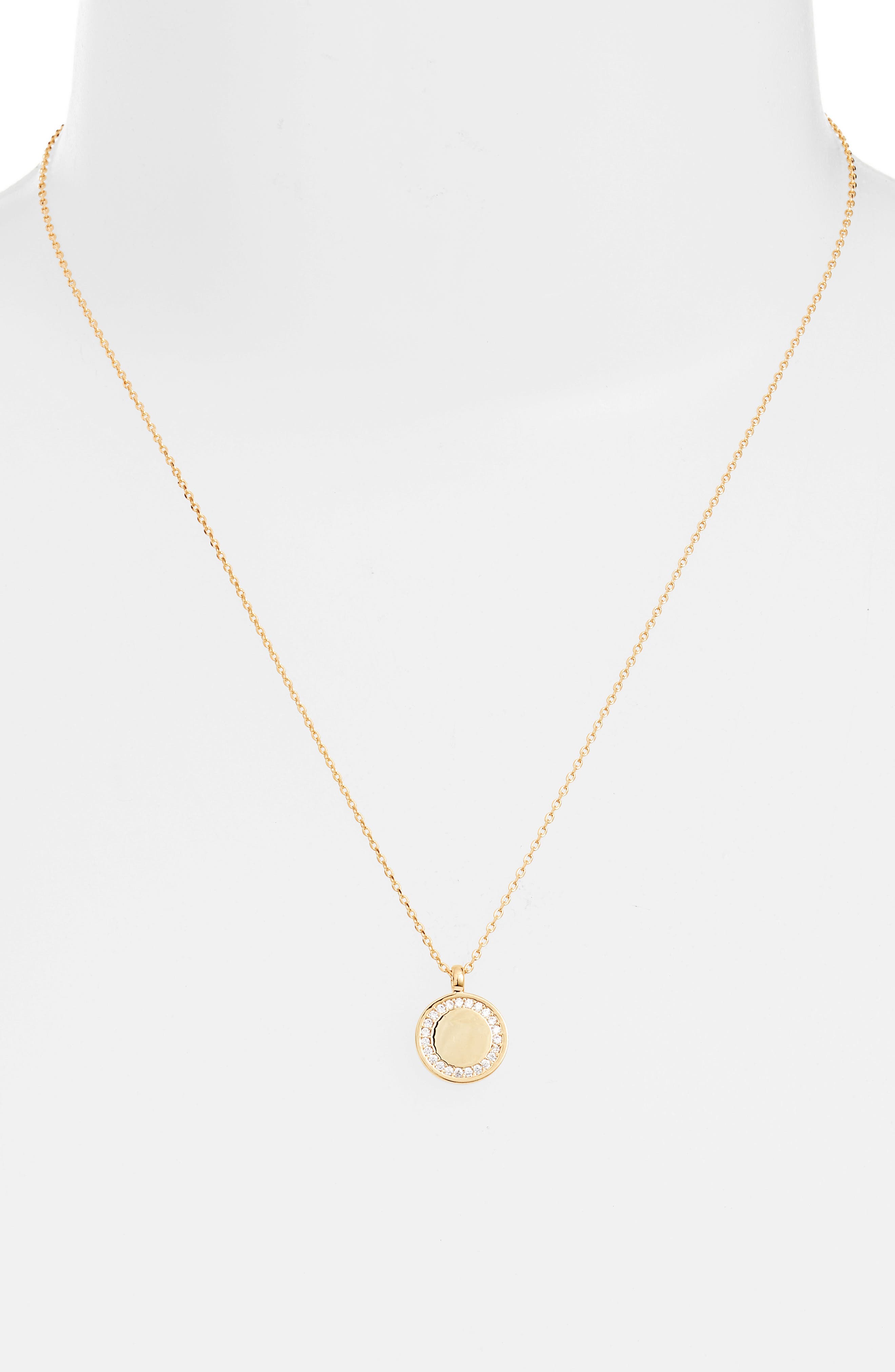 Estella Bartlett Cubic Zirconia Halo Coin Pendant Necklace (Women ...