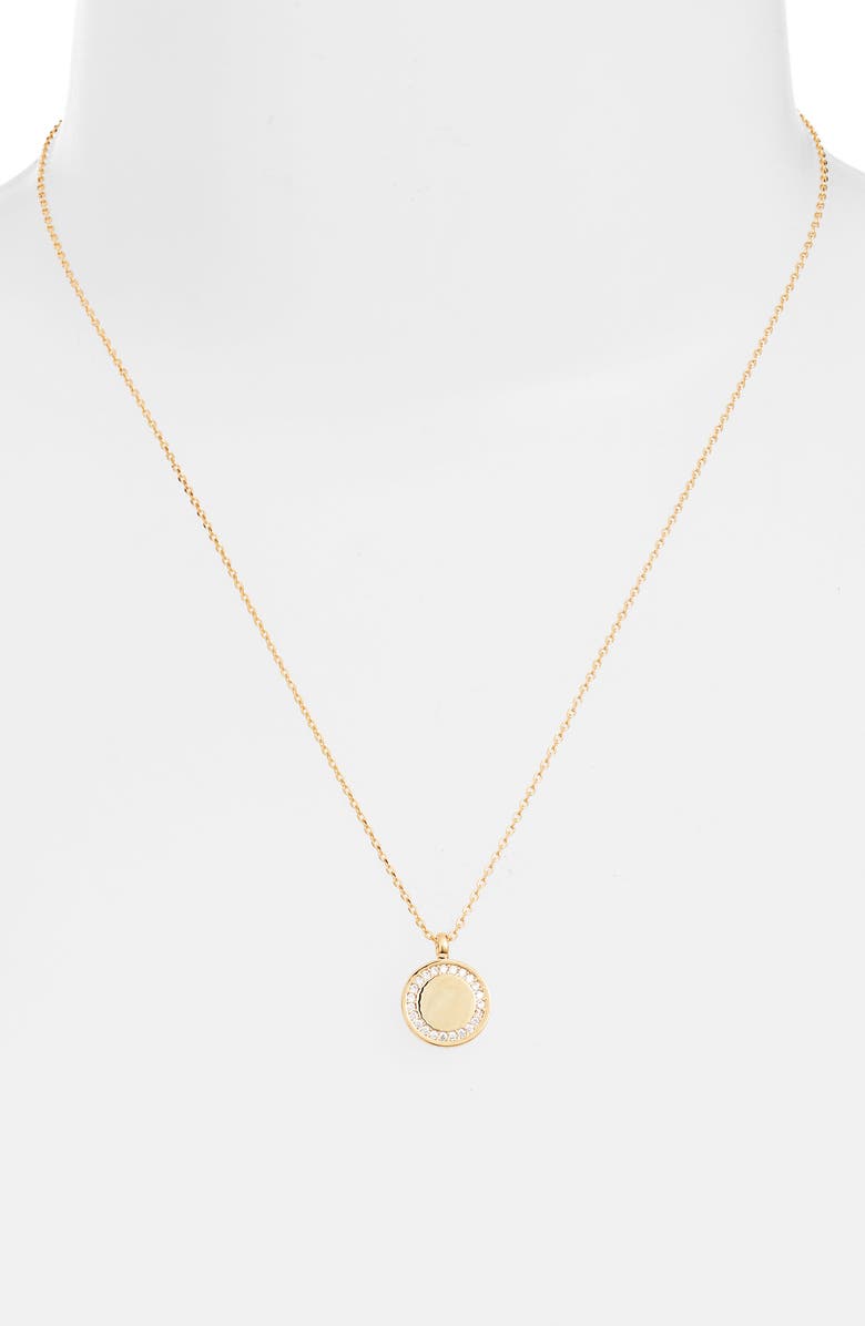 Estella Bartlett Cubic Zirconia Halo Coin Pendant Necklace, Alternate, color, Gold