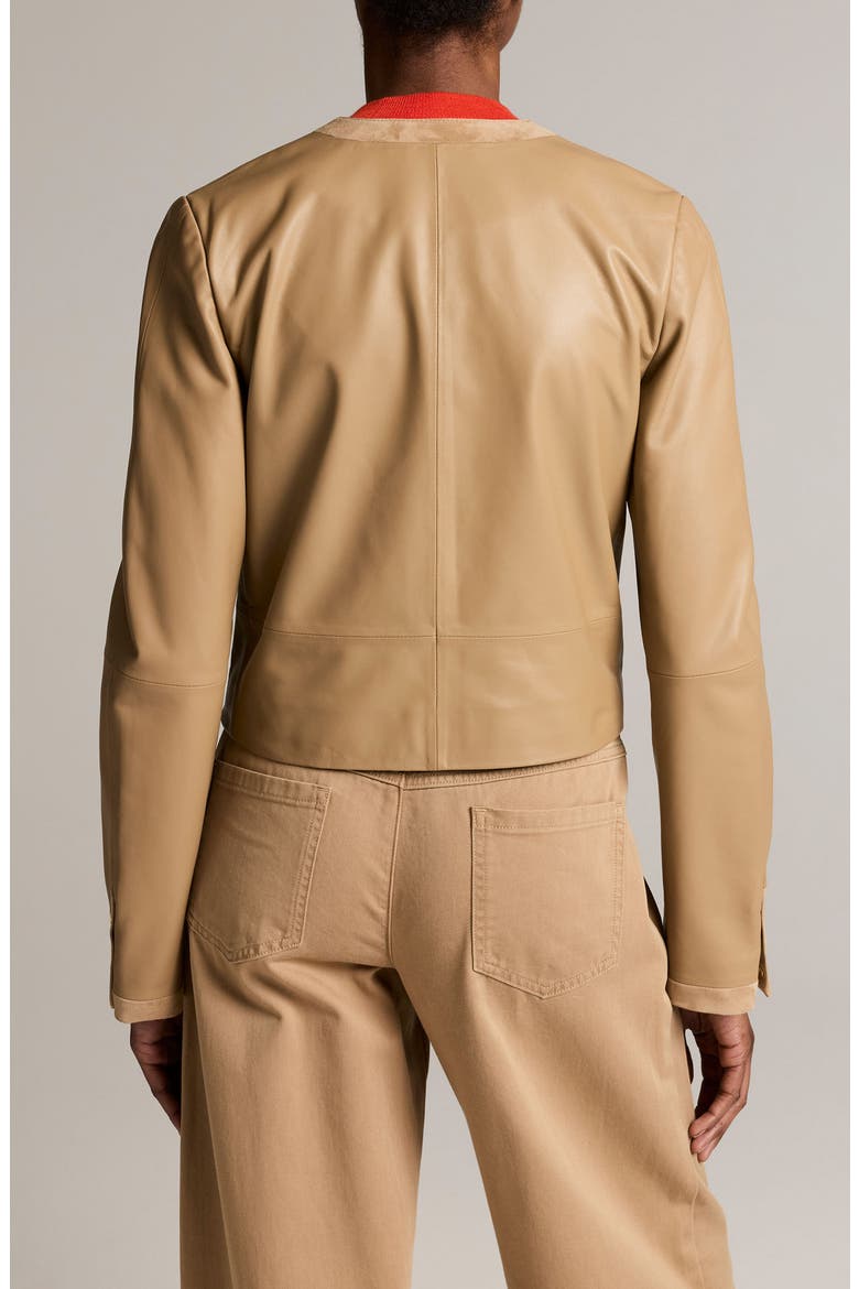 Cropped Leather Jacket, Alternate, color, CARMELLO