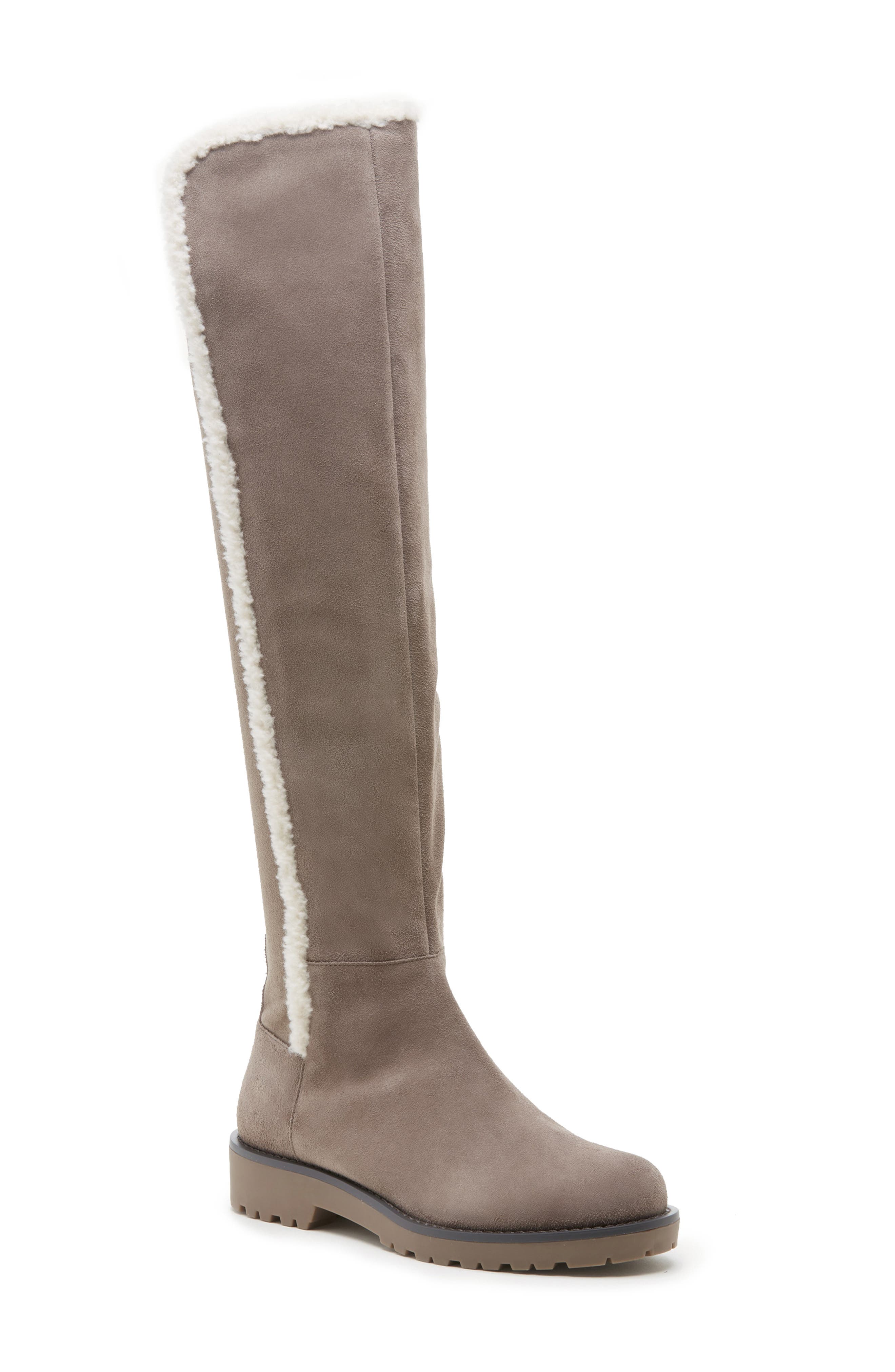 Juno Faux Shearling Trim Boot, Main, color, FALL TAUPE LEATHER