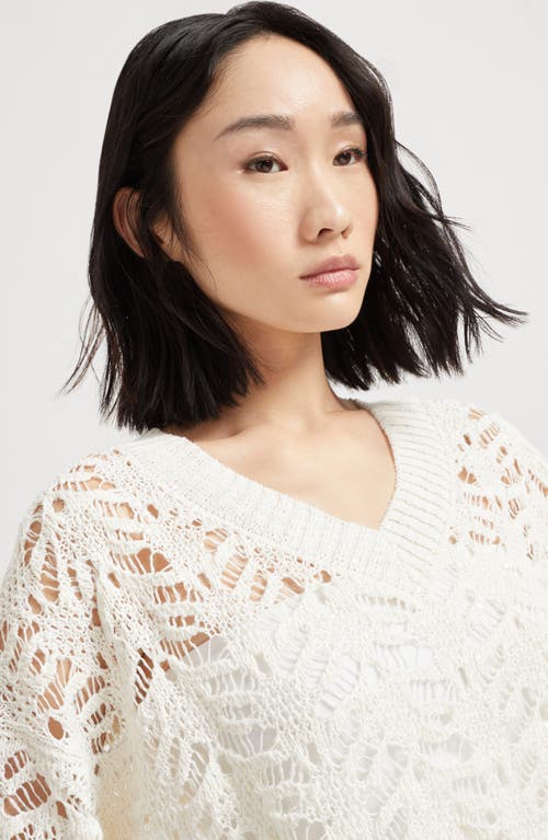 Brunello Cucinelli Women Silk And Linen Foliage Sweater In White