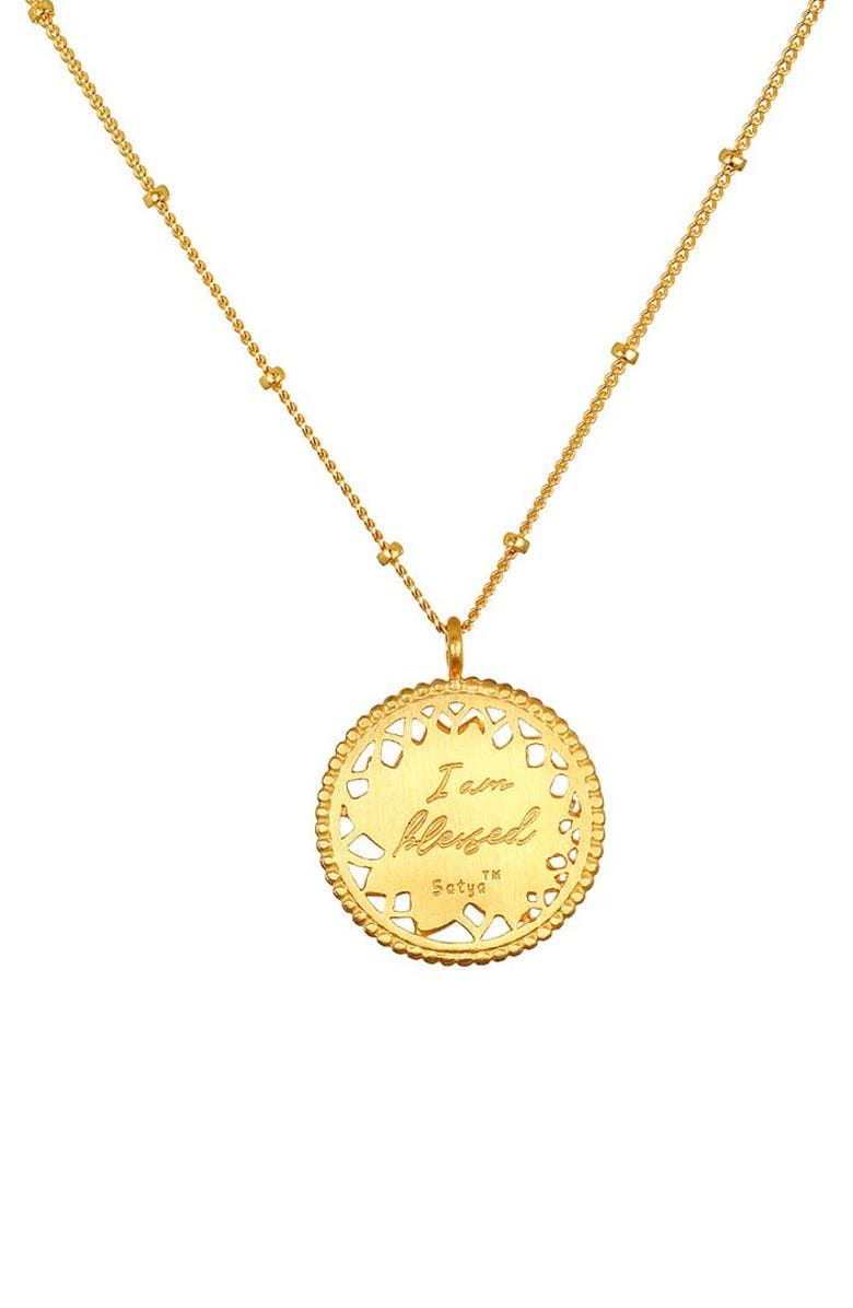 Satya Jewelry Blessed Beginnings Lotus Necklace, Alternate, color, Gold