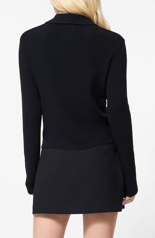 French Connection Cosysoft Knit Button Front Shirt In Black