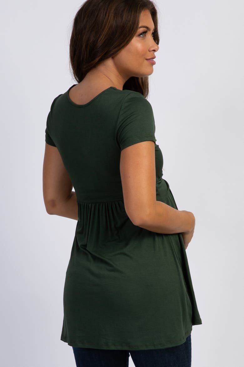 Light Blue Draped Front Maternity Nursing Top, Alternate, color, Light Olive
