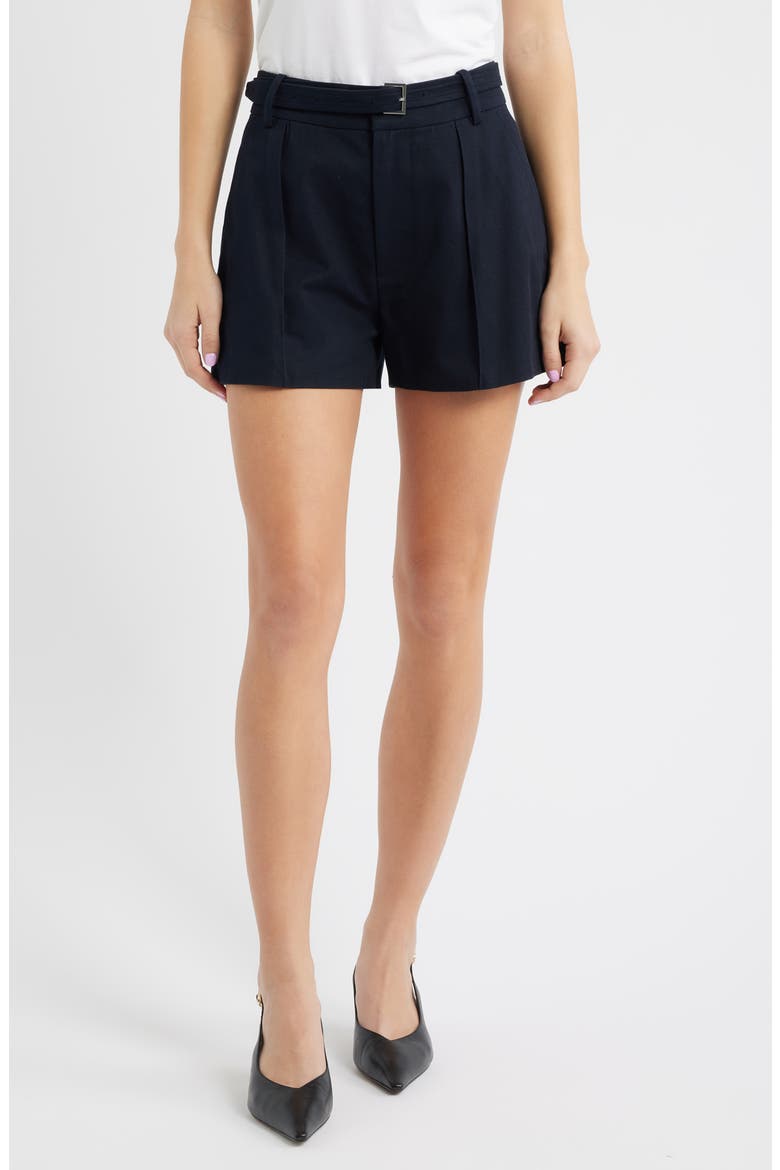 The Soho Belted Cotton Shorts, Main, color, NAVY