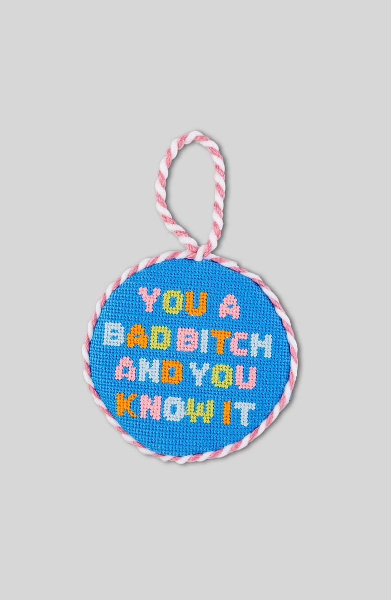 Furbish Needlepoint Ornament, Main, color, Bad Bitch