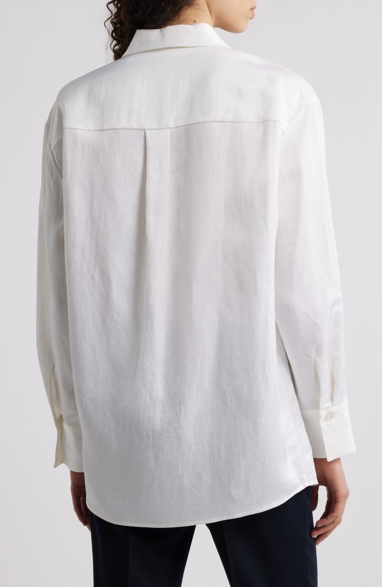 BOSS Belini Openwork Trim Button-Up Shirt, Alternate, color, White