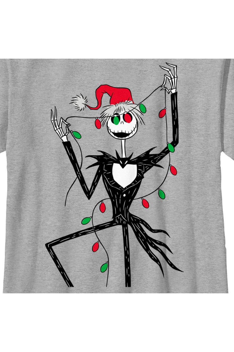 Boy's The Nightmare Before Christmas Jack Christmas Lights Graphic Tee, Alternate, color, Athletic Heather