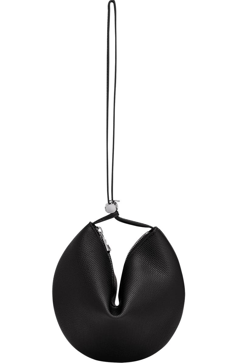 Longchamp Le Roseau Leather Wristlet Clutch, Alternate, color, Black