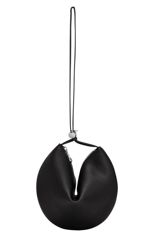 Longchamp Le Roseau Leather Wristlet Clutch In Black