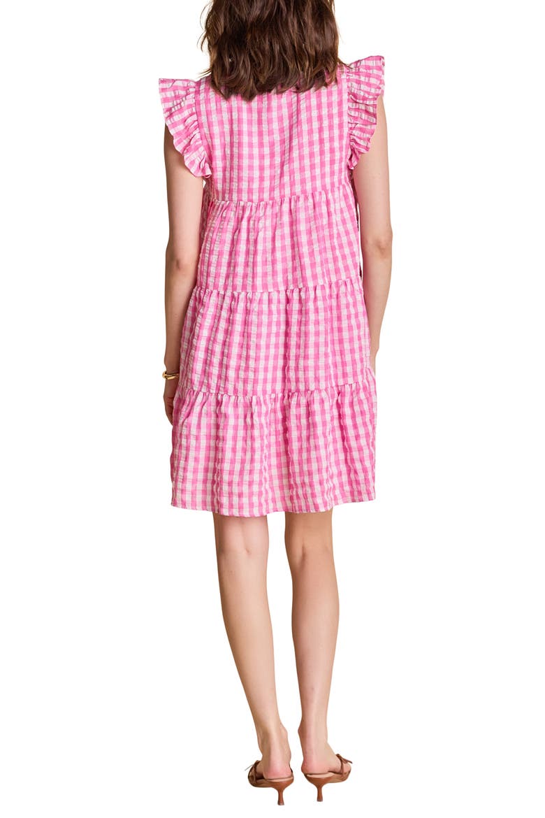 Gingham Check Tiered Minidress, Alternate, color, PINK