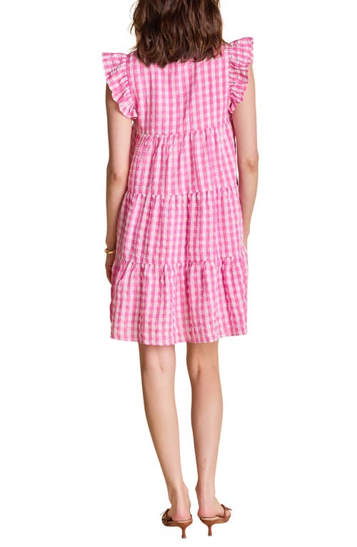 ENGLISH FACTORY ENGLISH FACTORY GINGHAM CHECK TIERED COTTON MINIDRESS