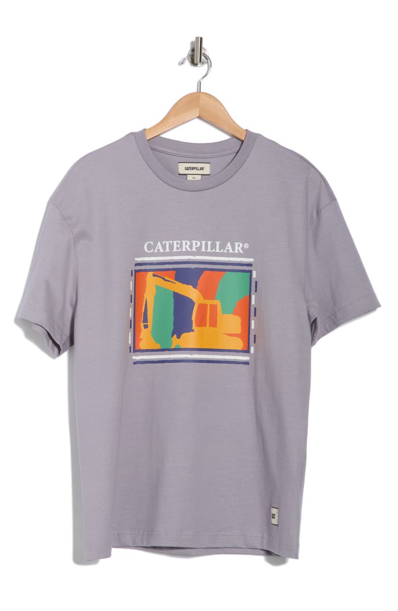 CAT WWR Retro Tractor Cotton Boxy Graphic T-Shirt, Alternate, color, Lilac Gray