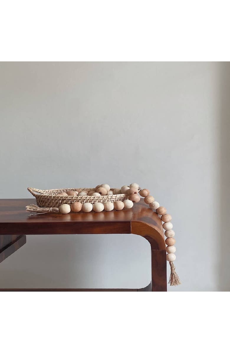 Osmos Studio Farmhouse Wooden Beads With Jute Tassels, Alternate, color, Natural