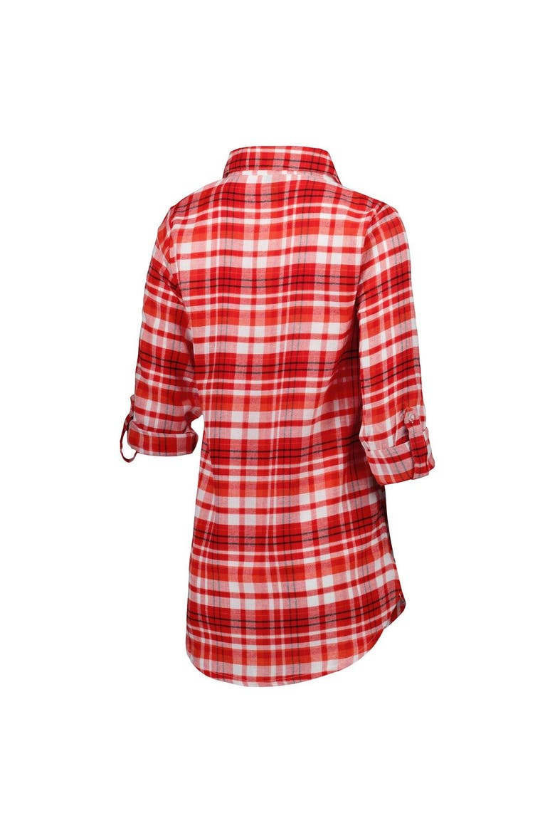 Women's Concepts Sport Red Tampa Bay Buccaneers Mainstay Plaid Full-Button Long Sleeve Nightshirt, Alternate, color, Red