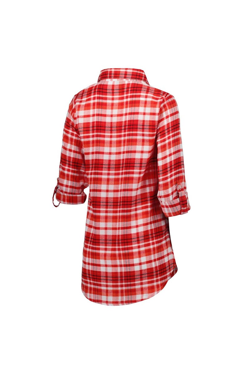 CONCEPTS SPORT Women's Concepts Sport Red Tampa Bay Buccaneers Mainstay Plaid Full-Button Long Sleeve Nightshirt, Alternate, color, Red