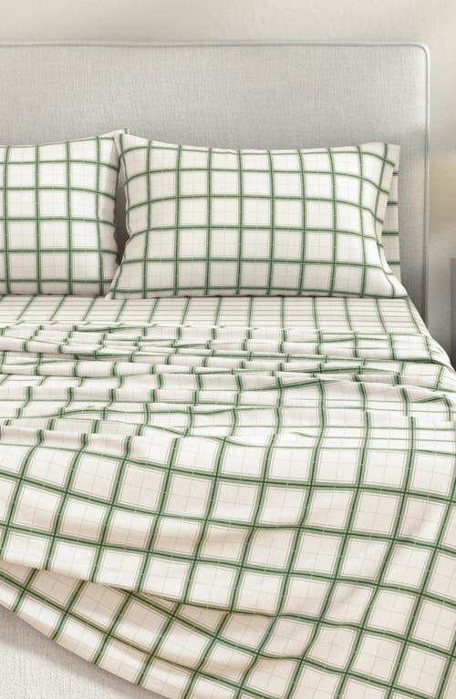 Woven & Weft Plaid 4-piece Flannel Bed Sheet Set In Green