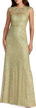 Mac Duggal Embellished High Neck Cap Sleeve Gown