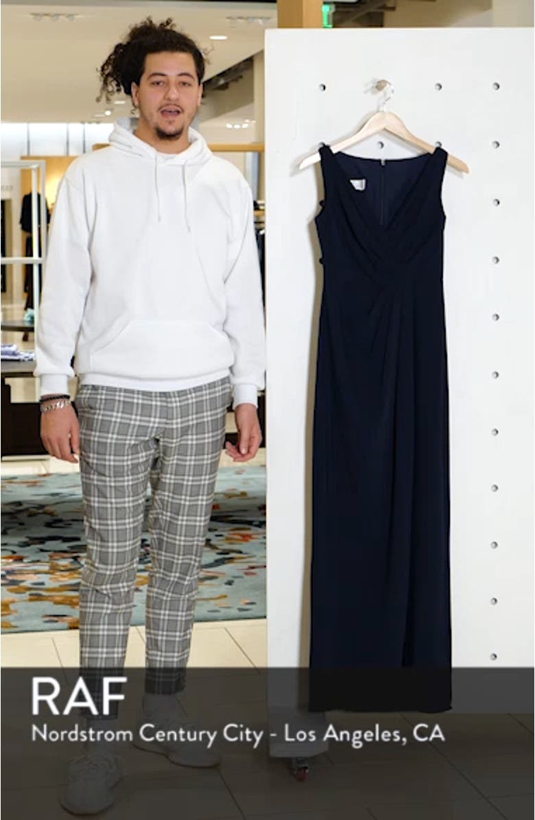 V-Neck Crepe Column Gown, sales video thumbnail