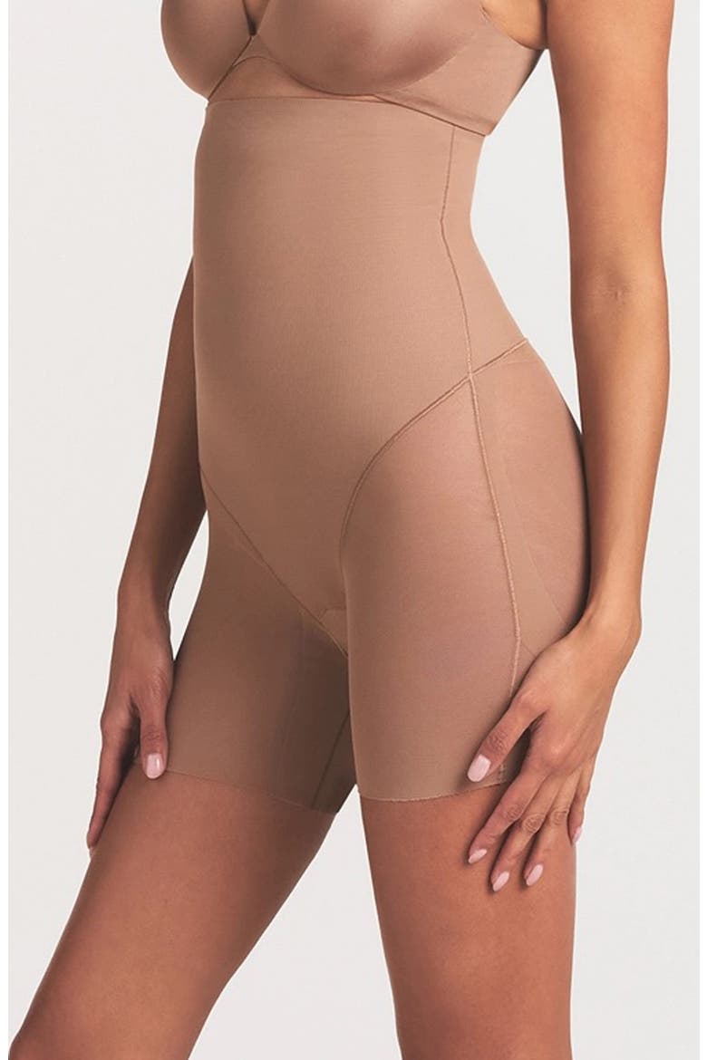 Powermesh Zoned High Waisted Shorts, Alternate, color, SIENNA