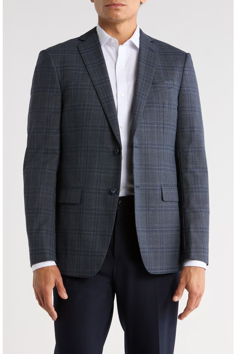 Plaid Two-Button Sport Coat, Main, color, GREY