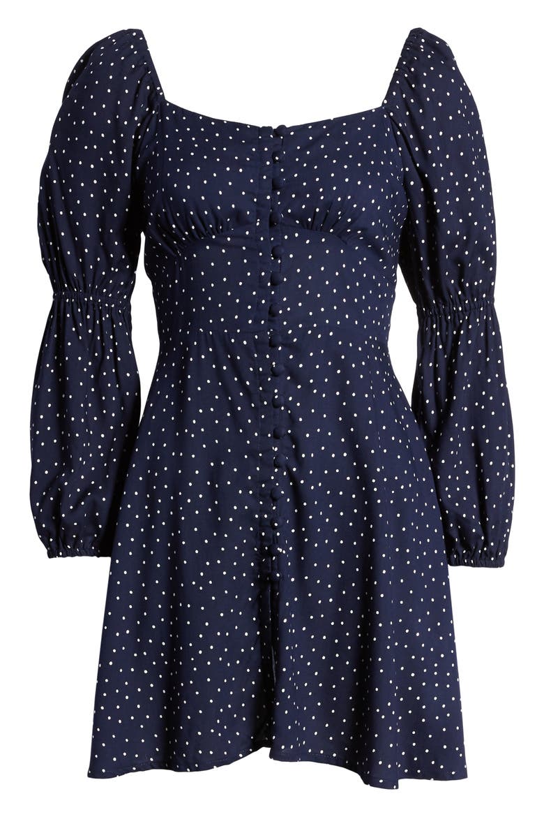 Cinch Long Sleeve Minidress, Alternate, color, NAVY