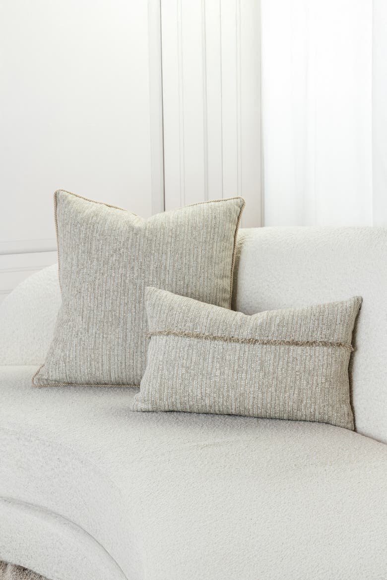 Sumptuous Fawn Soft Chenille fringed Indoor & Outdoor Woven Accent Pillow, Alternate, color, Fawn