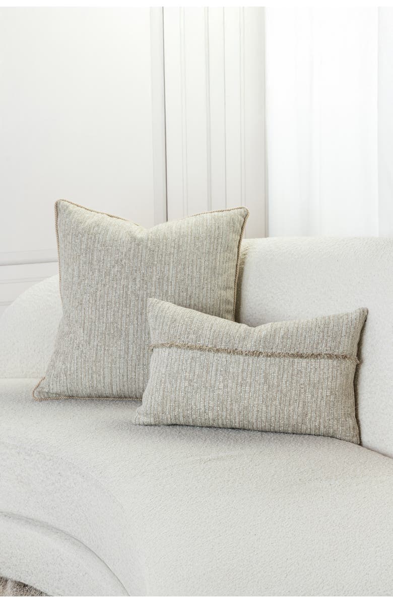 Elaine Smith Sumptuous Fawn Soft Chenille fringed Indoor & Outdoor Woven Accent Pillow, Alternate, color, Fawn