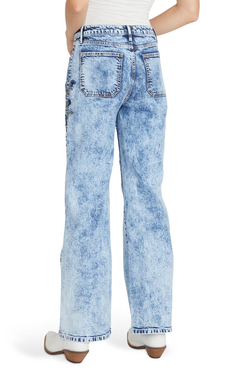 Driftwood Charlee Patch Pocket x Bouquet Embroidered Wide Leg Jeans, Alternate, color, Light Marble
