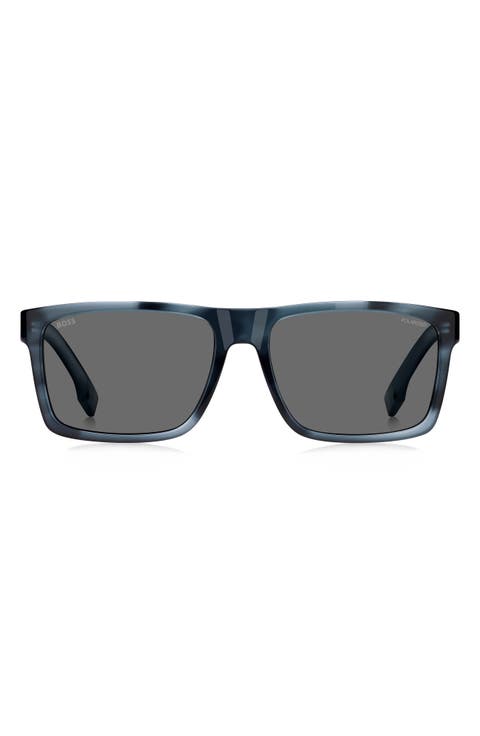 59mm Polarized Rectangular Sunglasses