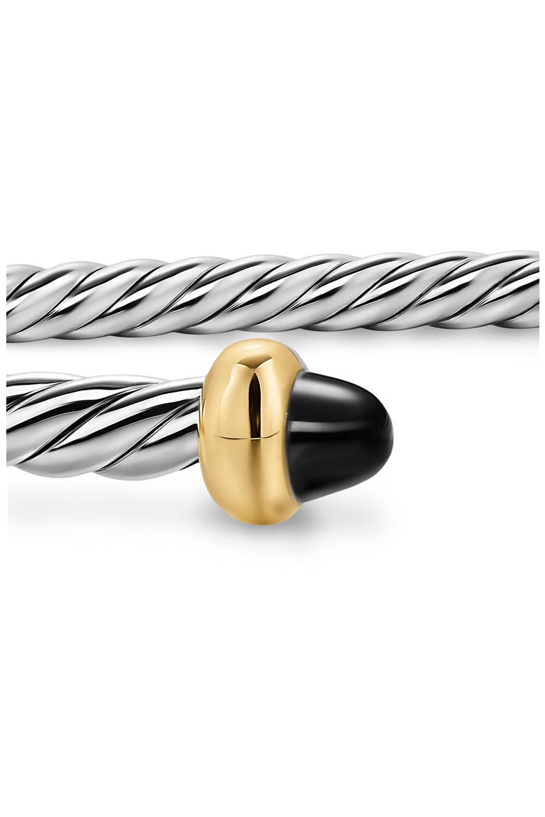 Micro Cable Flex Bracelet in Sterling Silver with 14K Gold and Black Onyx, Alternate, color, SILVER