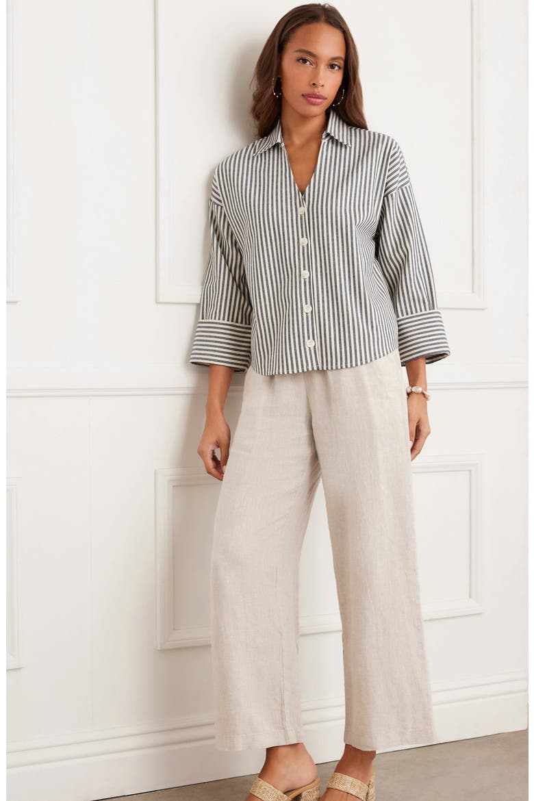 Wide Leg Drawstring Linen Pants, Alternate, color, OATMEAL
