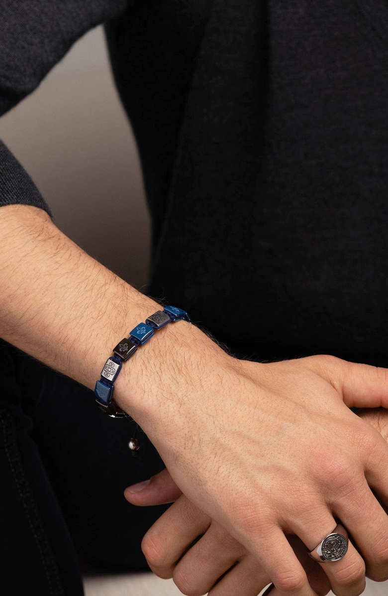 Nialaya Blue Ceramic Flatbead Bracelet, Alternate, color, Blue / Silver