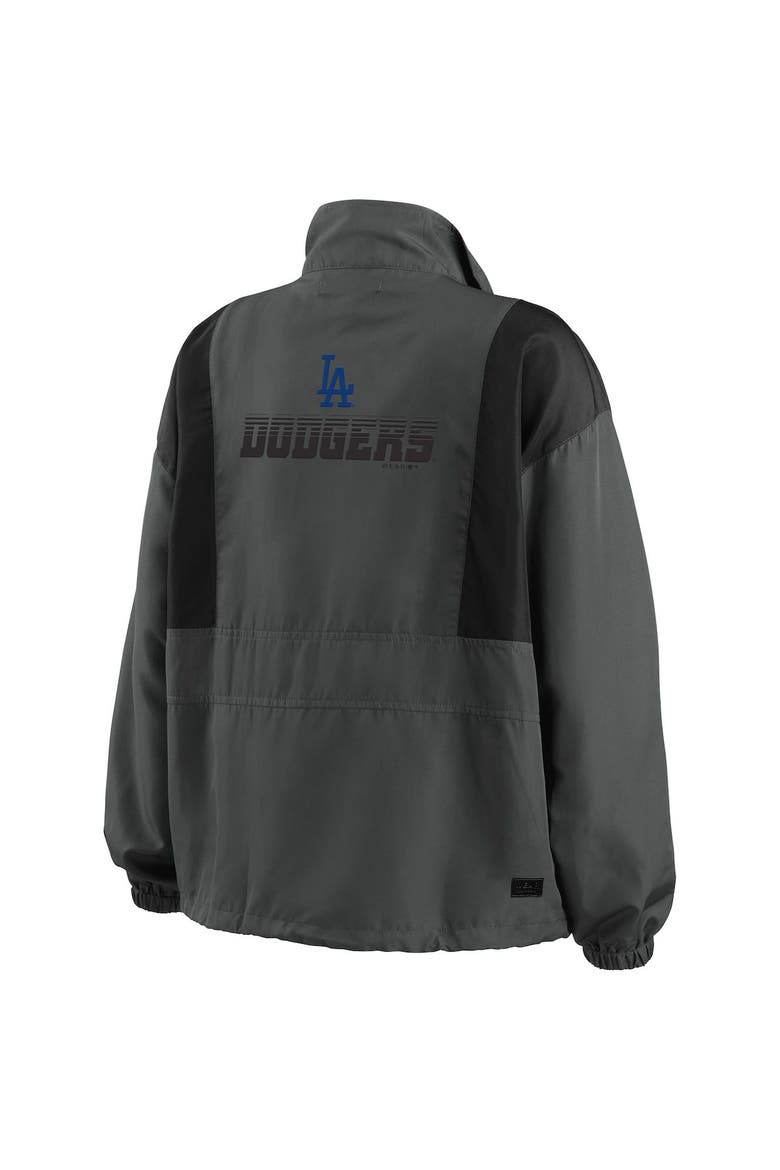 Women's WEAR by Erin Andrews Charcoal Los Angeles Dodgers Packable Half-Zip Jacket, Alternate, color, Charcoal