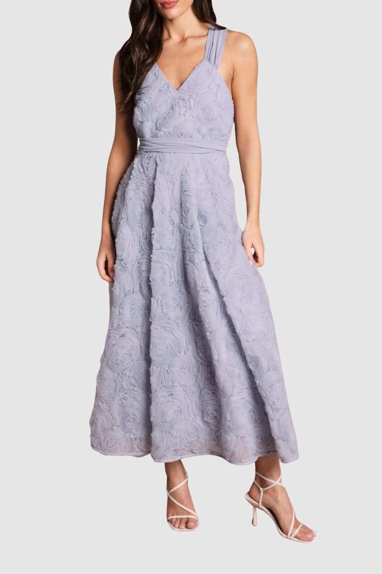 Embroidered Tie Back Maxi Dress, Alternate, color, Pale Blue