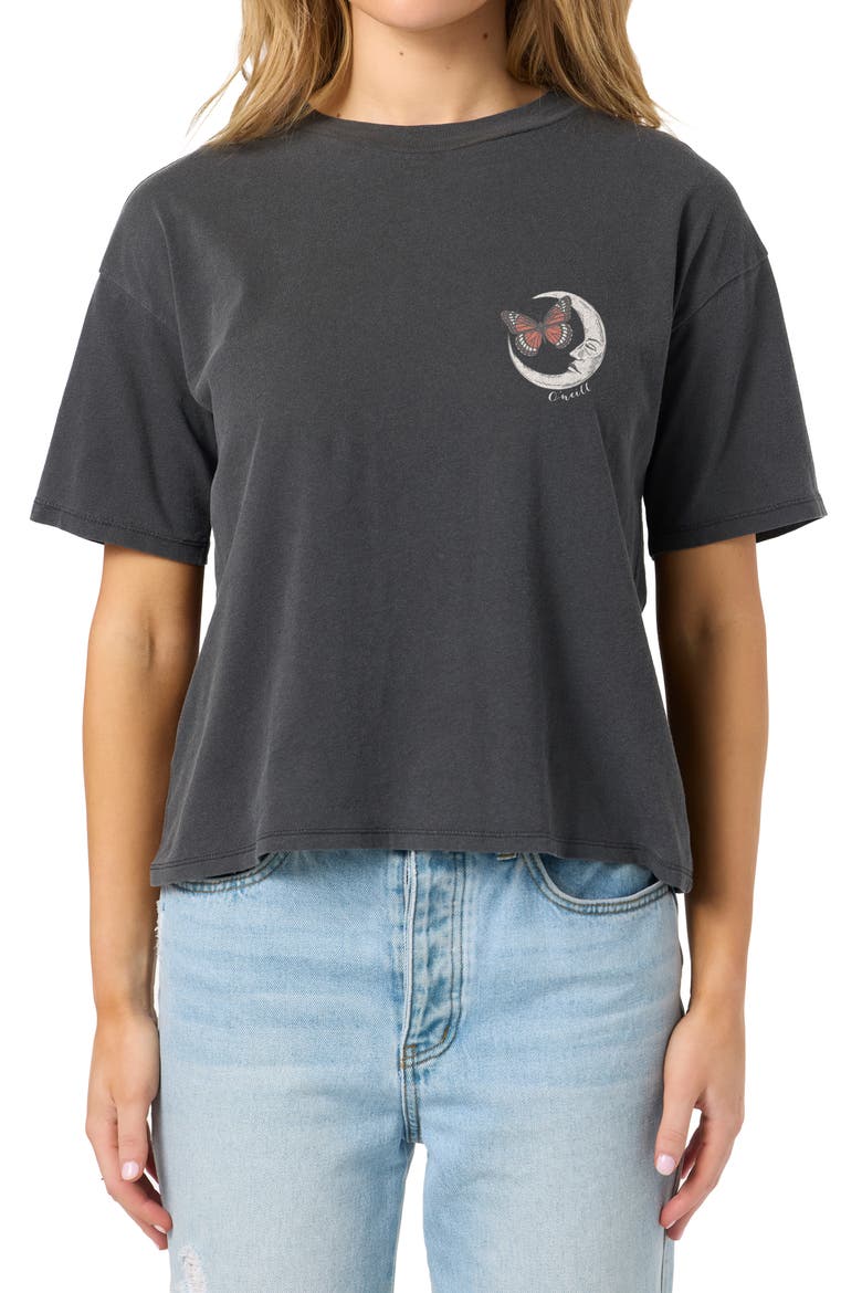 La Luna Cotton Graphic T-Shirt, Main, color, WASHED BLACK