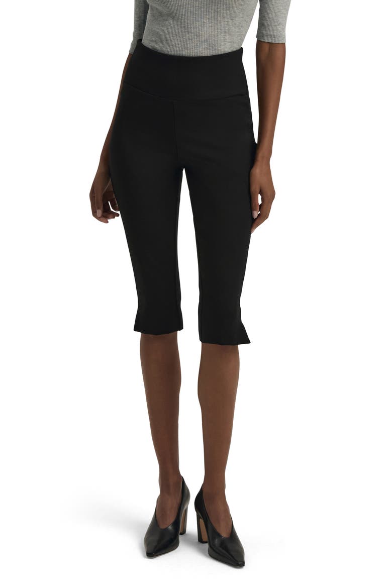 The Carrie Pedal Pusher Slit Hem Capri Pants, Main, color, BLACK