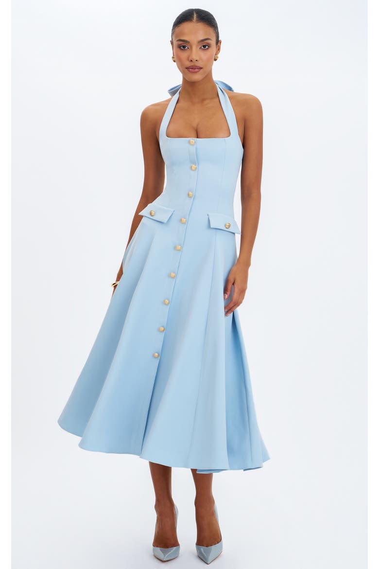 Gillian Halter A-Line Midi Dress, Alternate, color, Mist Blue