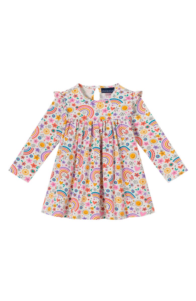 Andy & Evan Rainbow Print Cotton Top & Leggings Set, Alternate, color, 