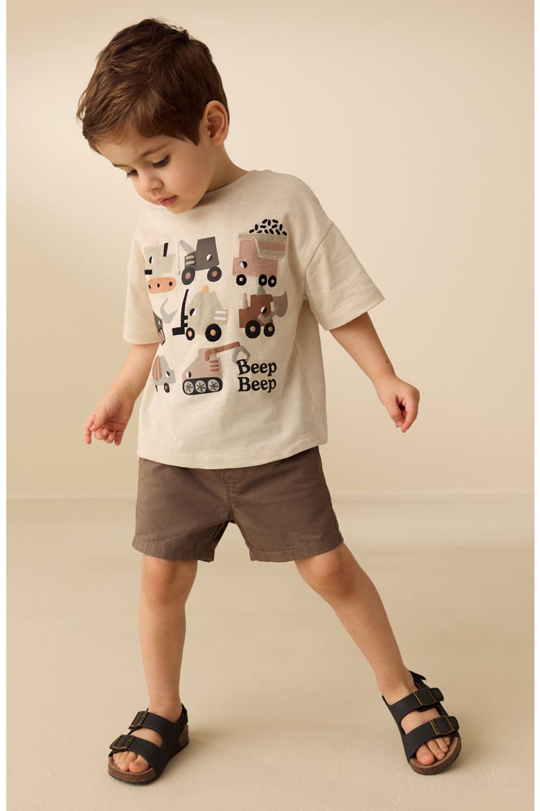 Kids' Oversize Beep Beep Digger Embroidered Cotton Graphic T-Shirt, Alternate, color, WHITE