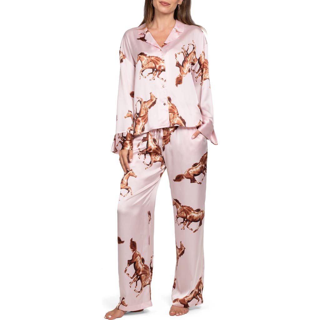 Midnight Bakery Print Satin Pajamas In Neutral