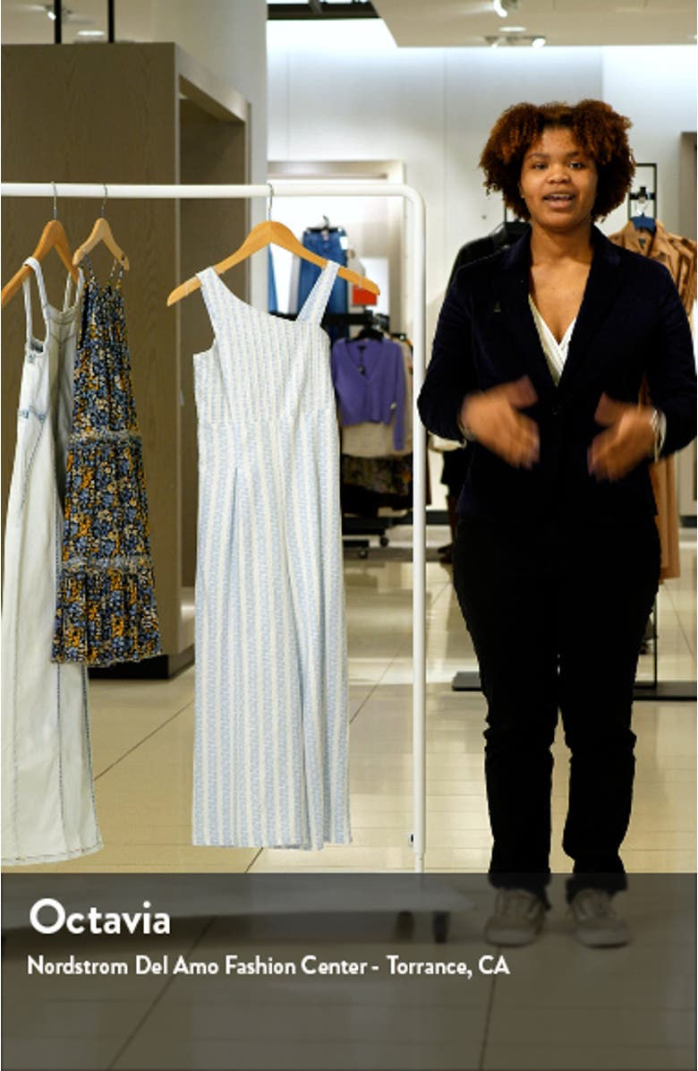 Kids' Stripe Wide Leg Linen Blend Jumpsuit, sales video thumbnail