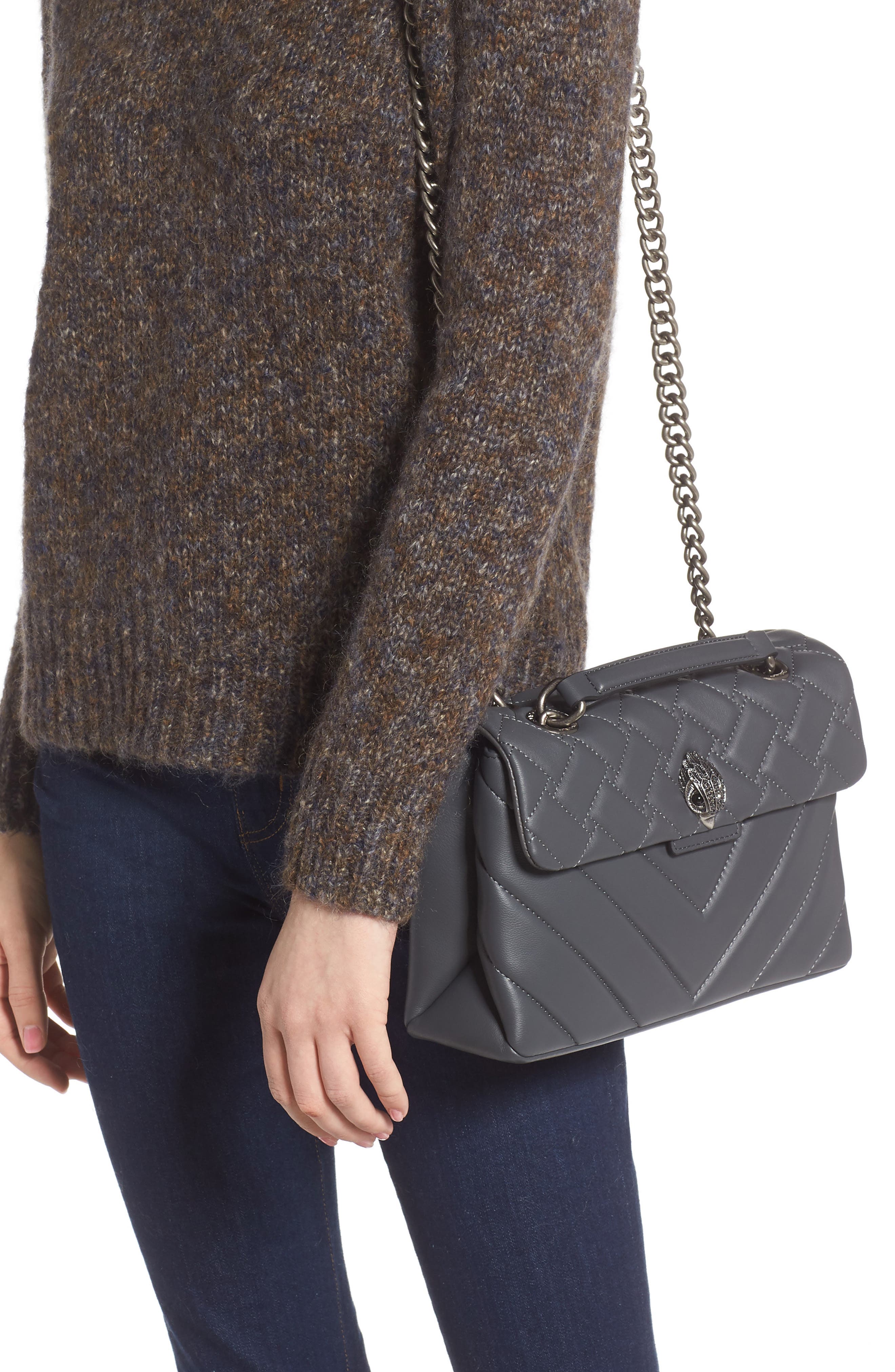 Kurt Geiger London Kensington X Quilted Leather Shoulder Bag, Alternate, color, 