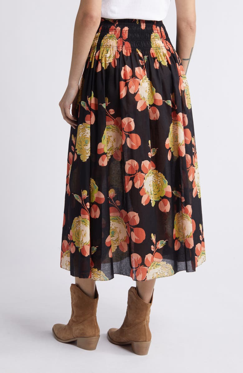 THE GREAT. The Canary Floral Midi Skirt, Alternate, color, Cabbage Rose Print