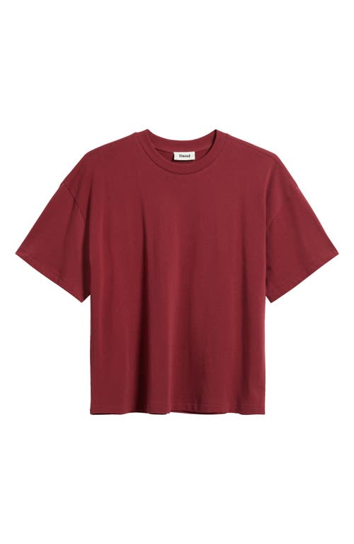 Elwood Boxy Heavyweight Cotton Crop T-shirt In Burgundy