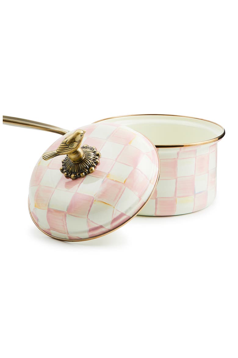 Rosy Check Enameled Steel 2.5-Quart Saucepan, Alternate, color, ROSY