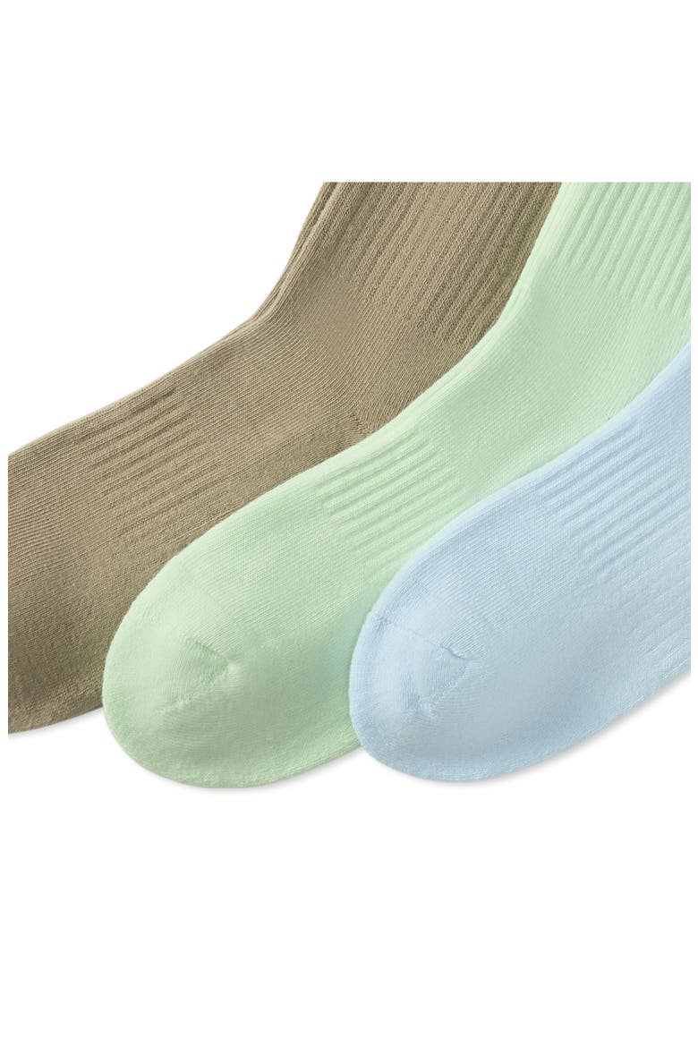 Assorted 3-Pack Washed Cotton Blend Crew Socks, Alternate, color, BLUE MULTI